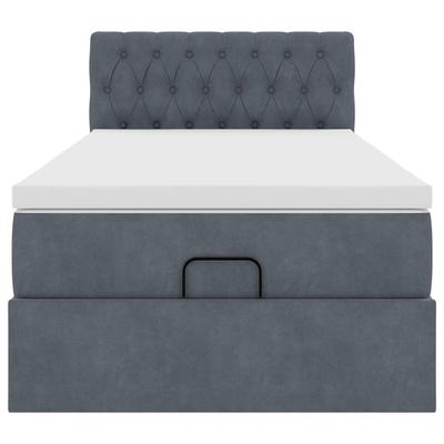 vidaXL Ottoman-Bett mit Matratze & LEDs Dunkelgrau 80x200 cm Samt