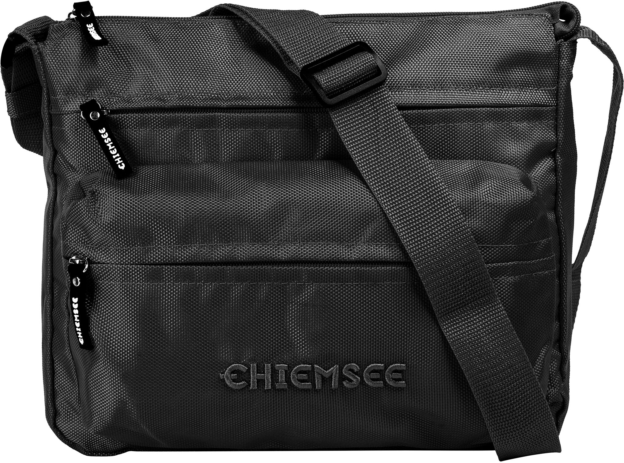 Umhängetasche CHIEMSEE "CHIEMSEE Herren, Damen", Damen, Gr. B/H/T: 30cm x 27cm x 6cm onesize, schwarz, Kunstfaser, unifarben, Taschen Umhängetasche schwarz B/H/T: 30cm x 27cm x 6cm onesize