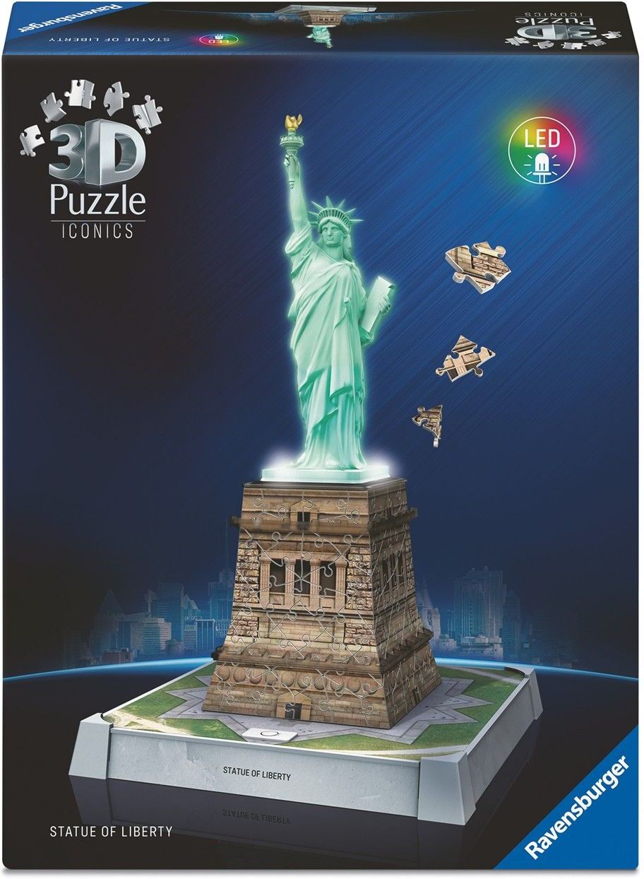 Ravensburger 3D Puzzle: 3D Iconics - Statue of Liberty Night Edition (108pcs)