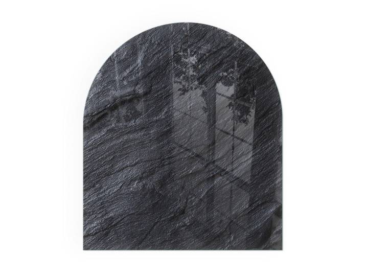 Tulup Kaminbodenplatte 80x70 cm - Steinoberflächenstruktur, Schwarz, Glas, Rechteckig, 80x70x0.4 cm, Elektrogeräte, Heizgeräte, Elektrokamine