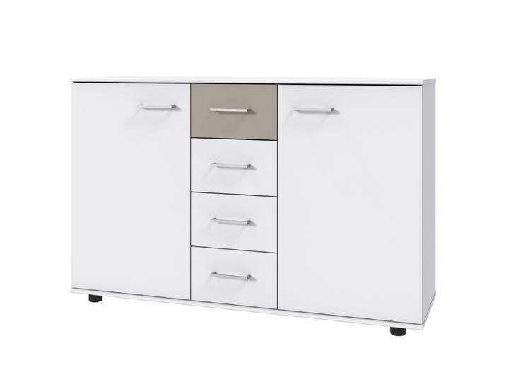 Sideboard Taiga 130 x 83 x 41cm Weiß/Weiß/Saharagrau