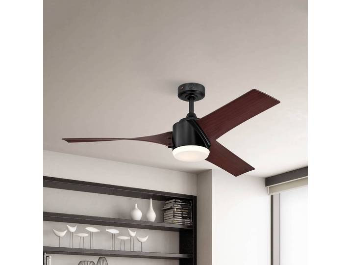 Westinghouse Evan Deckenventilator mit LED-Leuchte Evan, dimmbar, Holz dunkel, für Wohn- / Esszimmer, Kunststoff, Modern