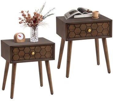COSIEST Mid-Century Modern Nightstands with Drawer (Set of 2)