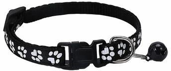 Uplift Essentials Adjustable Footprint Print Pet Collar Lightweight Quick Release Safety Necklace With Crisp Bell black