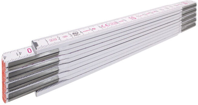 STABILA règle pliante en bois type 1607 2 m blanche, échelle métrique (01134)