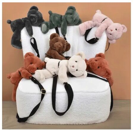 Sac bandoulière Ours en peluche noir 30 cm - Doudou et Compagnie