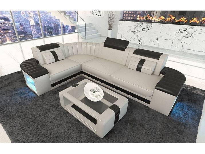 Mini Sofa Bergamo L-Form in Leder