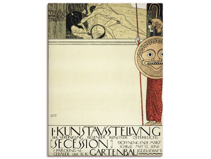 Leinwandbild ARTLAND Plakat für die Ausstellung der I. Secession (Vor d , braun (farbe bild(er): braun), B:30cm H:40cm, Bilder, Leinwandbild, auf Holzrahmen gespannt