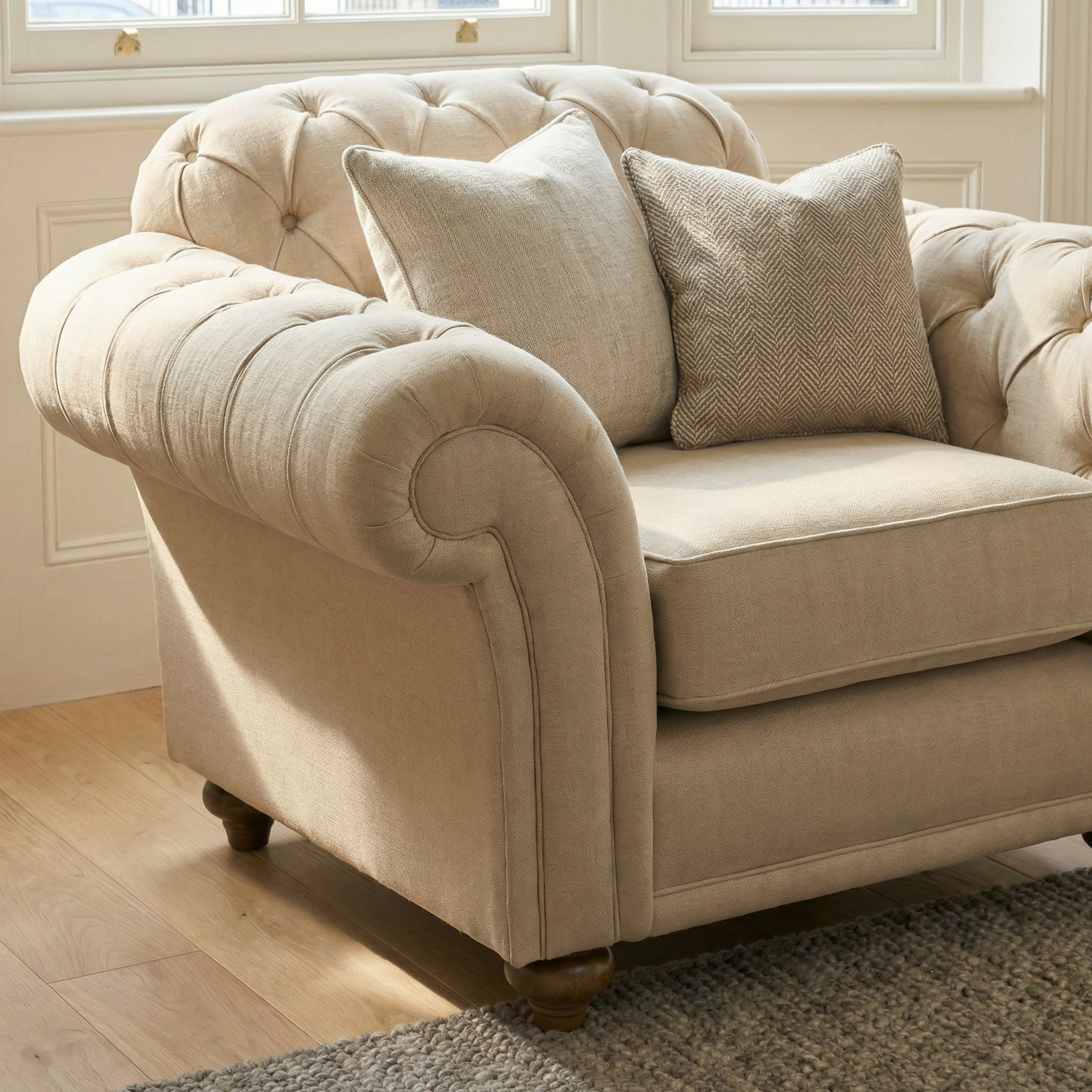 Sofa Style Chesterfield Armchair in Beige