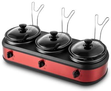 Elite Cuisine EWMST435 7.5qt. Capacity Triple Slow Cooker Buffet