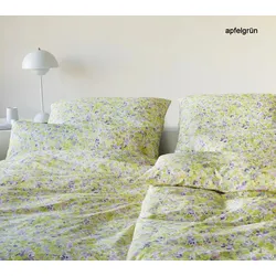 Elegante Mako-Satin Bettwäsche Mimosa - 155x220 cm + 40x80 cm	apfelgrün