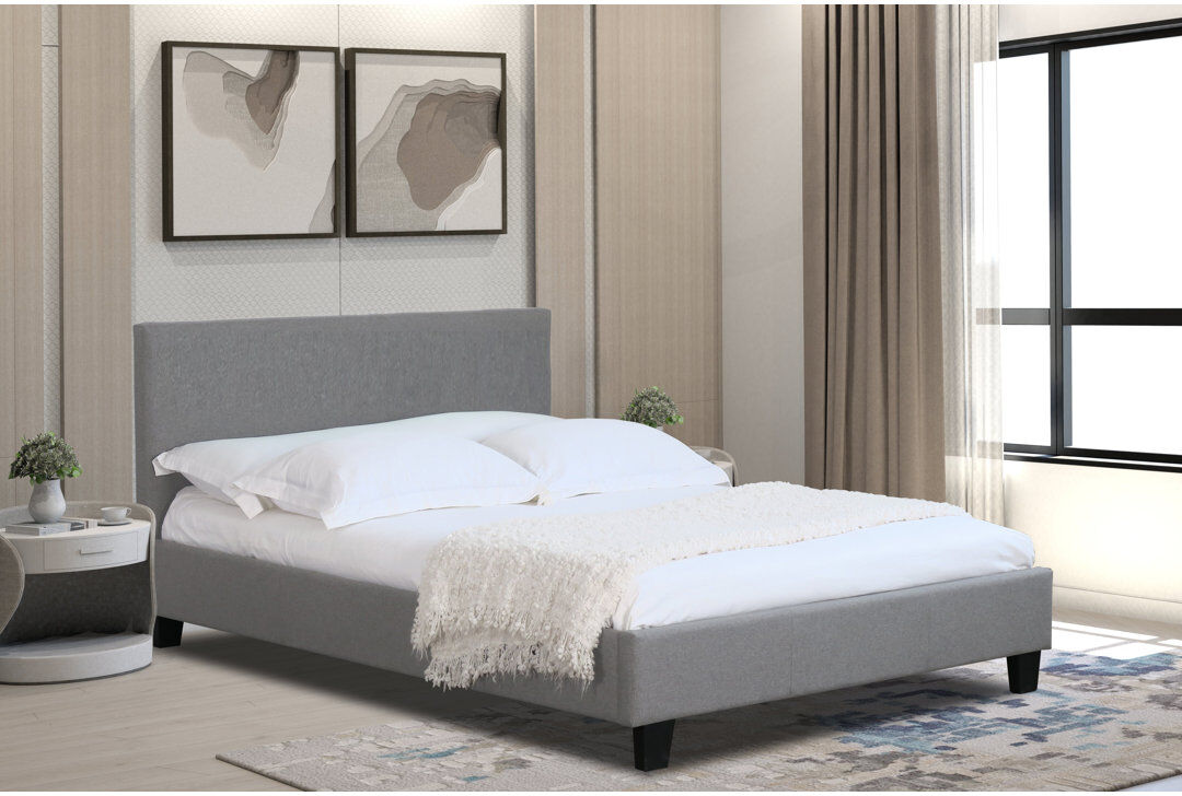17 Stories Fedorko Upholstered Bed Light Grey Kingsize (5')