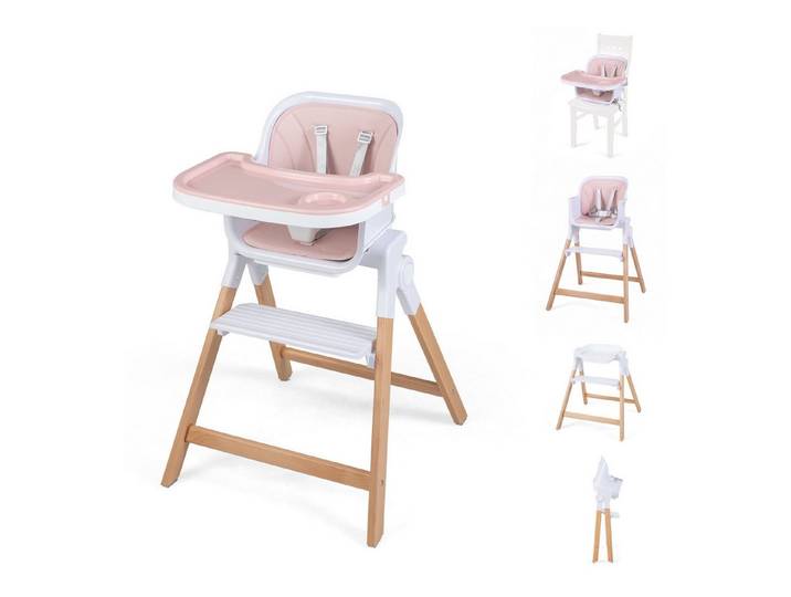 COSTWAY Hochstuhl, Kinderhochstuhl, Babystuhl klappbar, mit Fußstütze