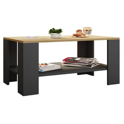 Couchtisch VCM "Holz Sofatisch Couchtisch Beistelltisch Dalus", braun (anthrazit, honig, eiche), B:90cm T:53cm, Tische, Couchtisch