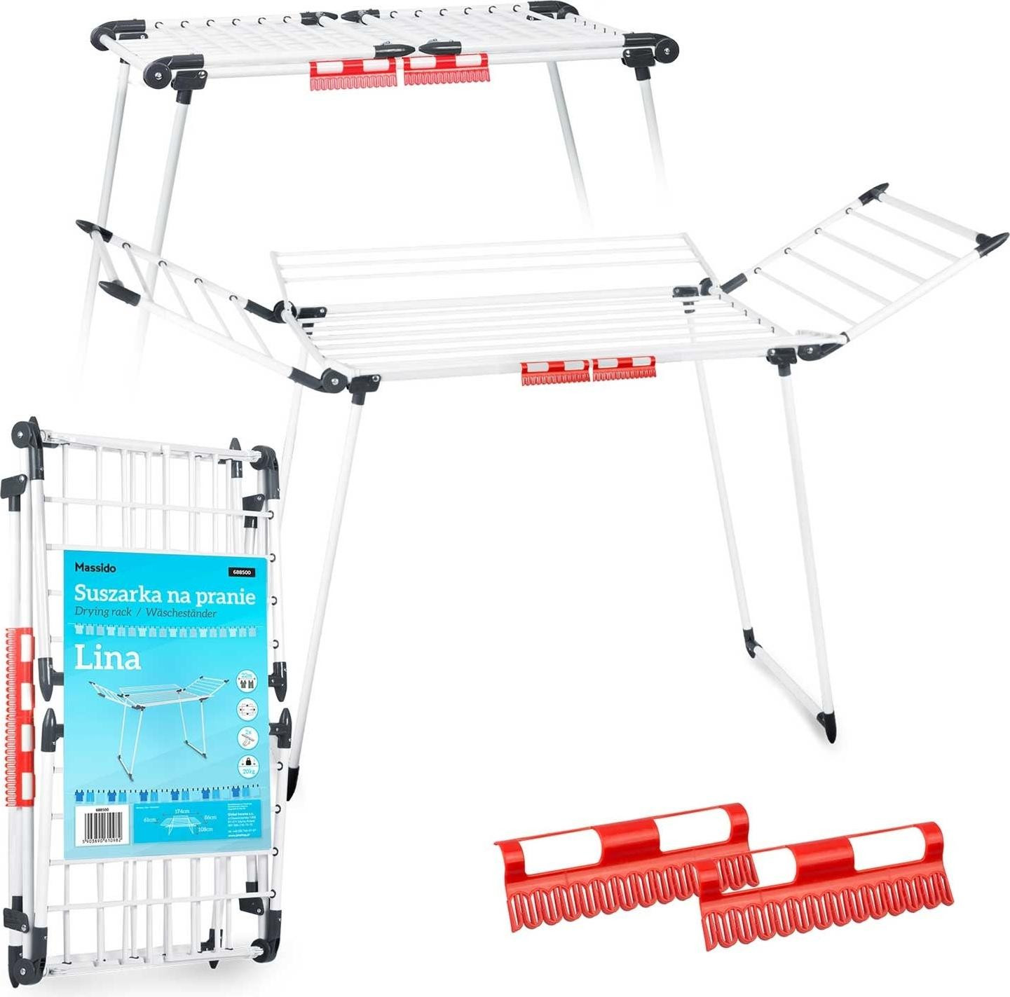 B2X Opvouwbaar wasdroogrek, 22 meter, wit