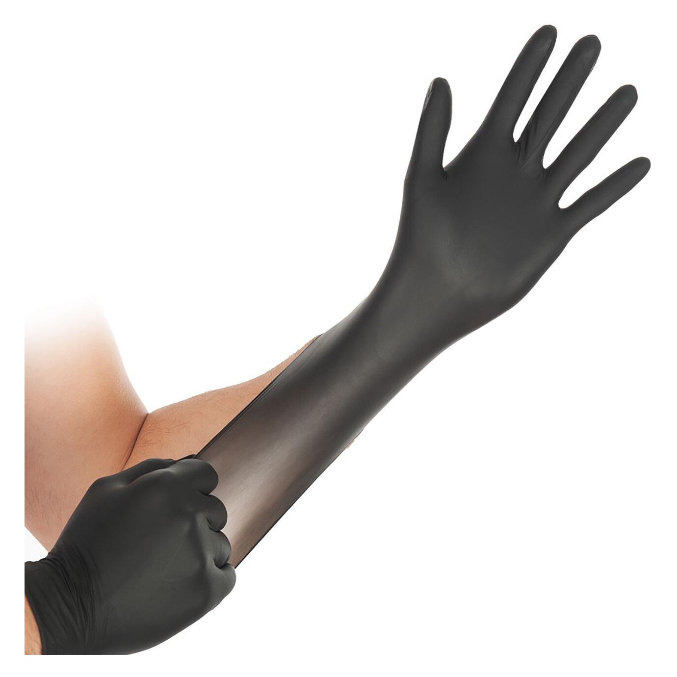 Hygostar Nitril-Handschuh Safe Super Stretch puderfrei L 24cm VE=100 Stück schwarz (L) (261188)