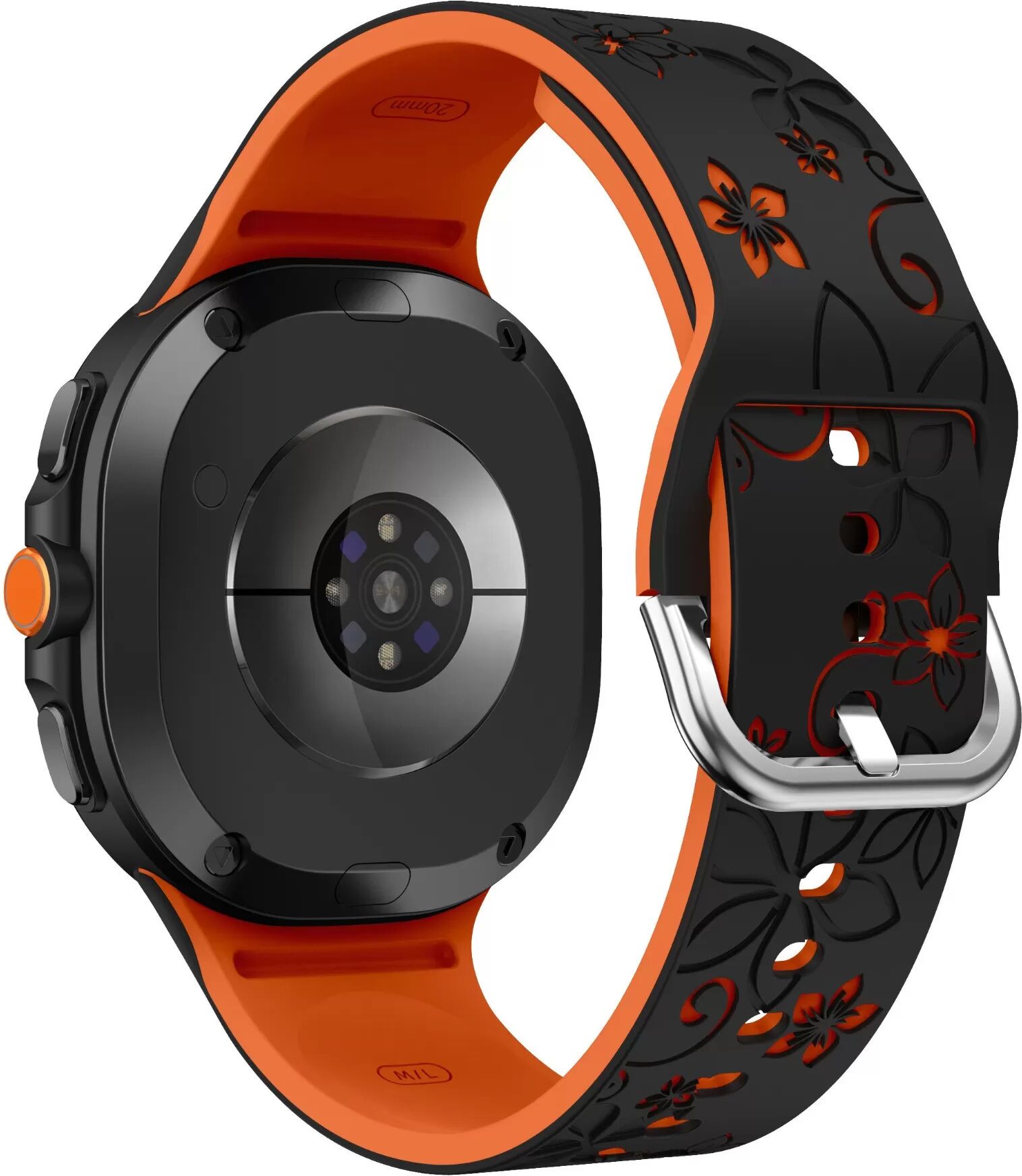 INF Graviertes zweifarbiges Silikonarmband 22mm kompatibel mit Samsung Galaxy Watch8 – Stilvoll & Bequem Schwarz Orange