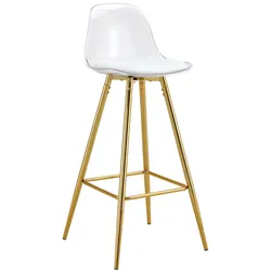 MODFU 2er-Set Barhocker Metall/Kunststoff Gold Transparent mit Rückenlehne und Fußstütze, belastbar bis 120 kg