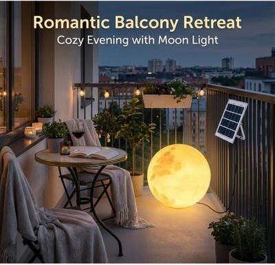 EP Light "15.7"" Indoor/Outdoor Solar Powered Glowing Moon Light - 15.7 inch"