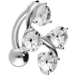 Titan Bananabell mit 925er Silber-Design 4 KRISTALLE