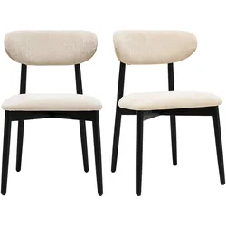 Stühle aus Stoff mit strukturiertem Samteffekt beige und schwarzem Holz (Set mit 2) SIAME