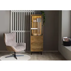 Vitrine Mango / Altholz 56x47x180 schwarz / natur lackiert DAVIS #40