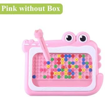 Inspired Finds Kids Magnetic Beads Doodle Board With Puzzle Pen Montessori Drawing Toy pink Without Box