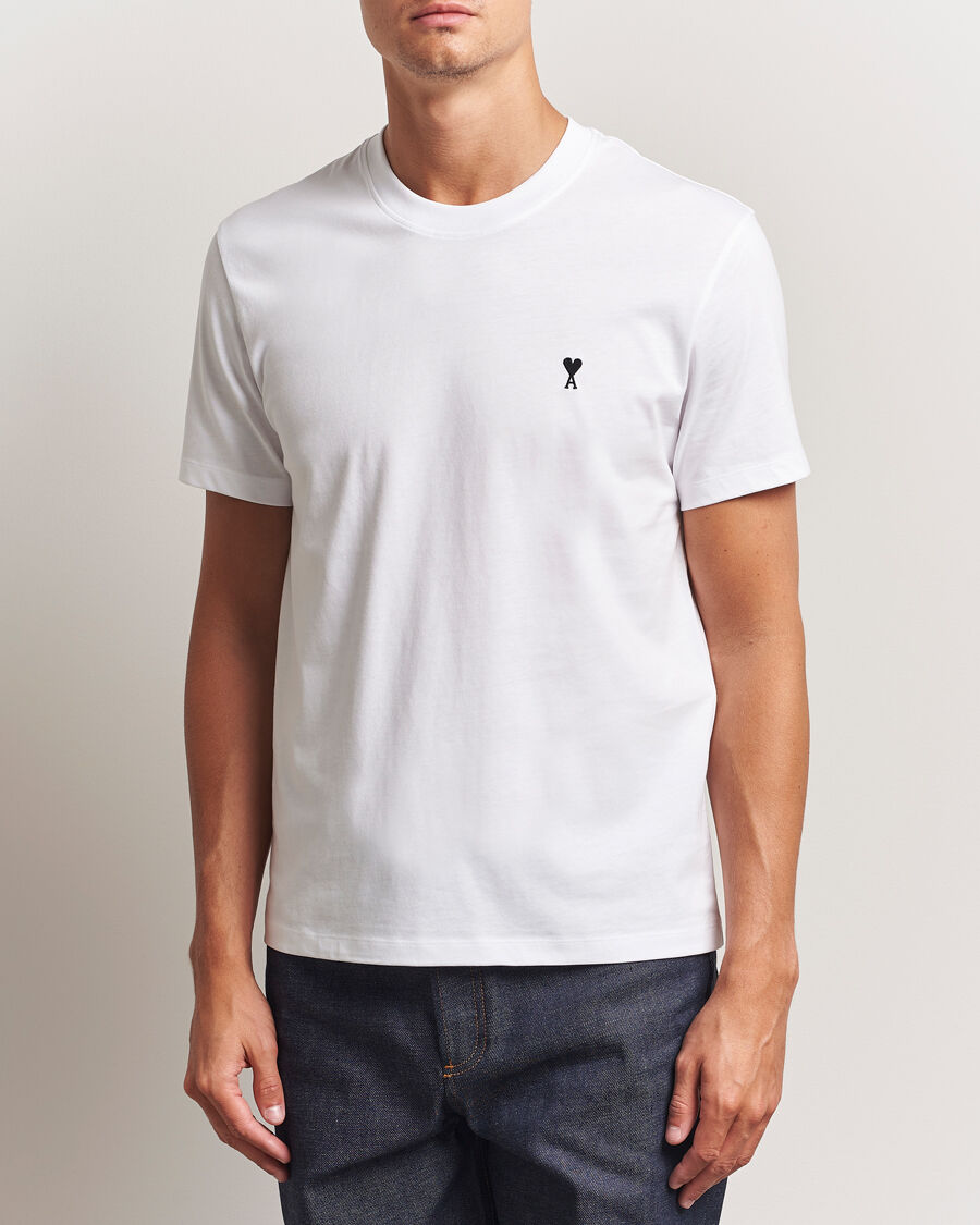 AMI Contrast Heart Logo T-Shirt White men M Hvid