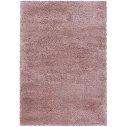 Teppich Hochflor Shaggy Uni Style Polypropylen Wohnzimmer Rosa Rechteckig 280x370 | Kadima Design