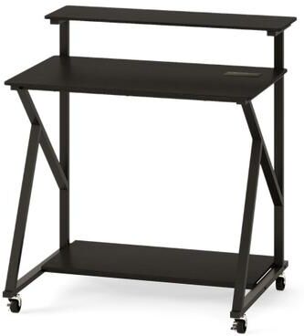 Costway 32 Inch Rolling Computer Desk for Small Spaces with Power Outlets-Black