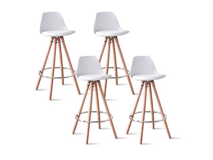 Lot de 4 tabourets de bar blancs - Soren