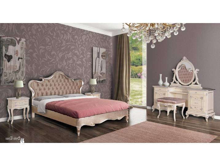 Xlmoebel Polsterbett Elegantes Schlafzimmer-Ensemble mit Nachttischen und Schminktisch (Schlafzimmer-Ensemble, Bett), Hergestellt in Europa