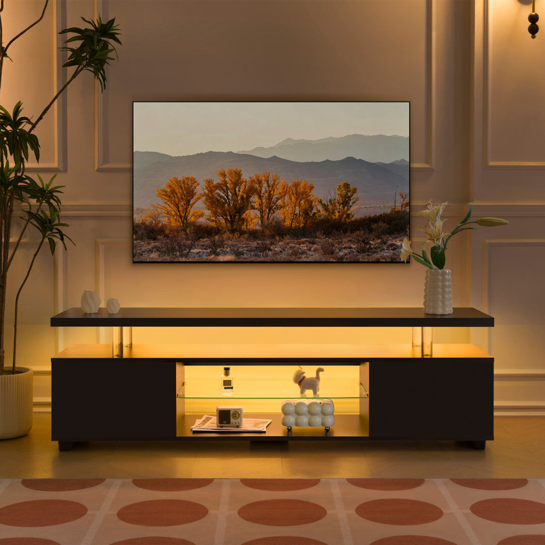 Cubehom LED TV Stand for TVs up to 60" with Storage, Entertainment Center for Living Room Black 60"