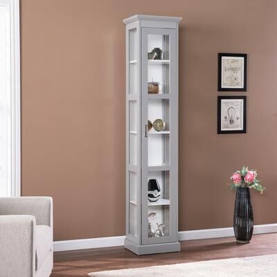 SEI Furniture Balcom Transitional Gray Wood Curio