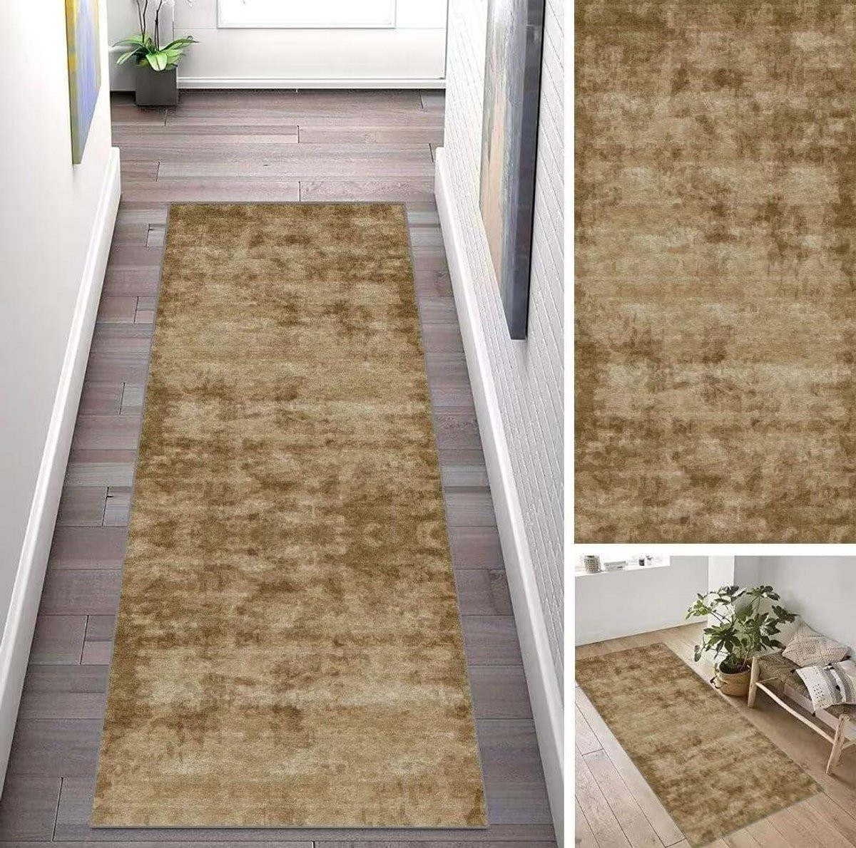 Gangloper Bruin Machinewasbaar Antislip Vloerkleed Loper B/D: 55 x 150 cm