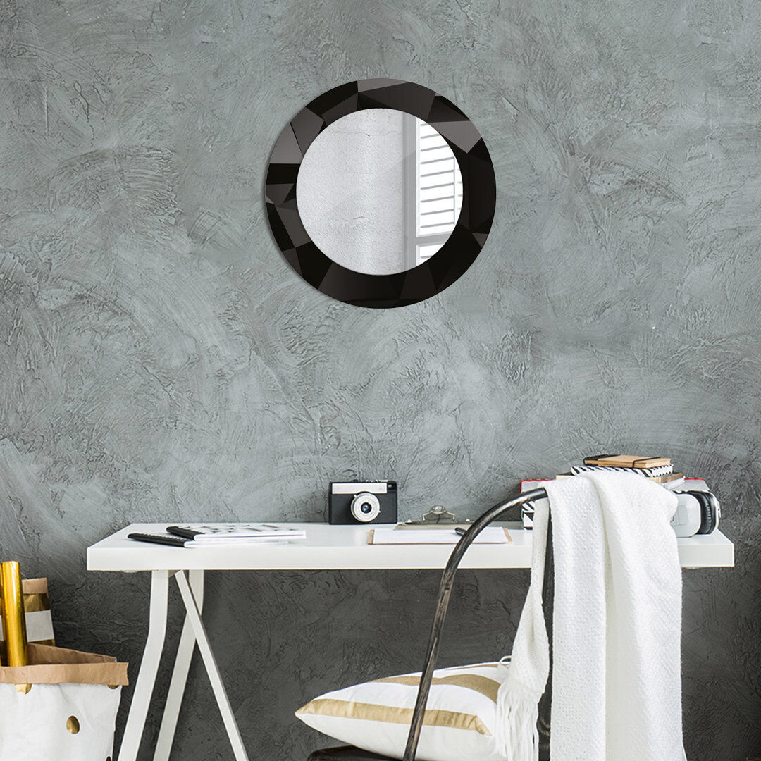 East Urban Home Huldar Glass Flat Wall Mirror Abstract Black 50cm H x 50cm W