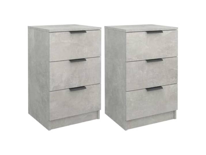 KDVXBCQJH Nachttisch 2er Set Betongrau mit 3 Schubladen 40x36x65 cm Vielseitige Beimöbel im Schlafzimmer mit je 3 Schubkästen für Utensilien und stabiler Stellfläche für Dekoration.
