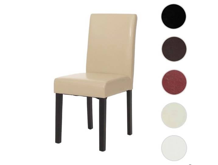 Chaise de salle à manger Littau similicuir crème pieds foncés