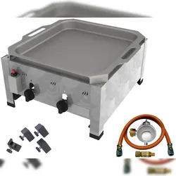 ChattenGlut ChattenTec Professional doppelwandiger Gastrobräter 2-flammig Tischgerät 8 kW, Flüssiggas 485x530x280 mm mit Gewerberegler und Pfanne
