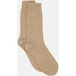 Socke mit Rippe Beige