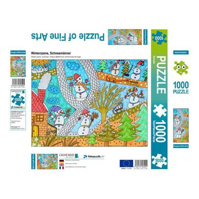 CALVENDO Puzzle Winterszene, Schneemänner | 1000 Teile Lege-Größe 64x48cm Foto-Puzzle für glückliche Stunden
