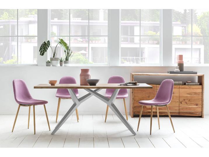 Esstisch SIT Aarau Wildeiche geölt mit Metallgestell Industrial , braun (natur, antiksilber, antiksilber, natur), B:220cm H:73cm T:100cm, Platte Wildeiche geölt, Gestell Metall, Tische, Esstisch, Wildeiche mit durchgehenden Lamellen und Factory-Gestell