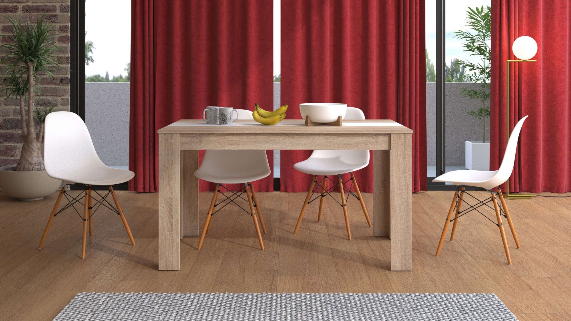 Esstisch HOME AFFAIRE "Domus", braun (sonoma, opaque weiß), B:135cm H:74,5cm T:80,5cm, Tische, Esstisch, Mittelplatte in Opaque weiß