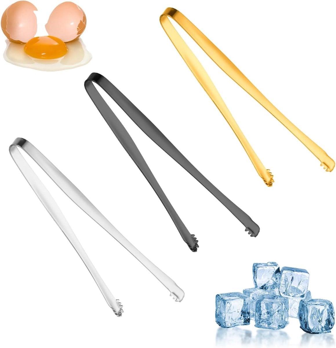 3-delige multifunctionele RVS keukentang set voor ijsblokjes en eierschalen, 15 cm