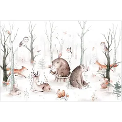 FOTOTAPETE Aquarell Waldtierfreunde 336/225 cm