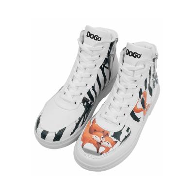 Sneaker DOGO "Ace Boots You're The Colour Of My Life Damen Stiefeletten, Ace", Damen, Gr. 37, atmungsaktiv gefüttert ungefüttert, Normalschaft, orange (weiß, orange), Lederimitat, Schuhe Sneaker, Handgefertigt