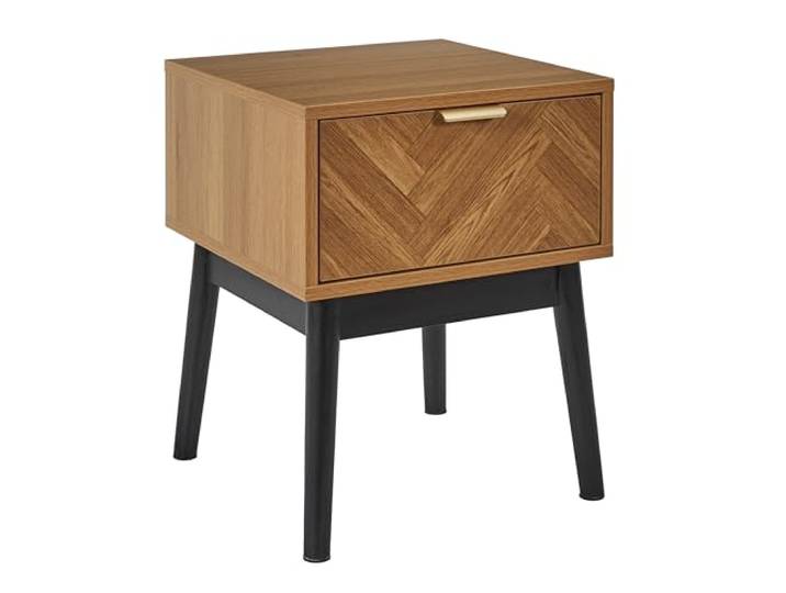 HOME DECO FACTORY, HD0303, nachtkastje voor slaapkamer, Felix-model, Lounge Edition-collectie, eigentijds meubilair, kast, nachtkastje, 40 x 50 x 40 cm, zwartbruin
