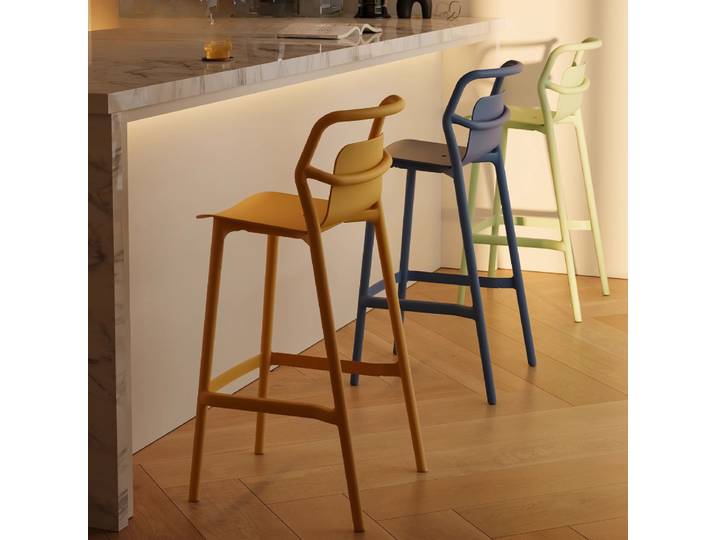 Tabourets de Bar de Style design, chaises de comptoir en plastique épais, tabourets empilables en Dopamine pour sièges de réception d'îlot de cuisine