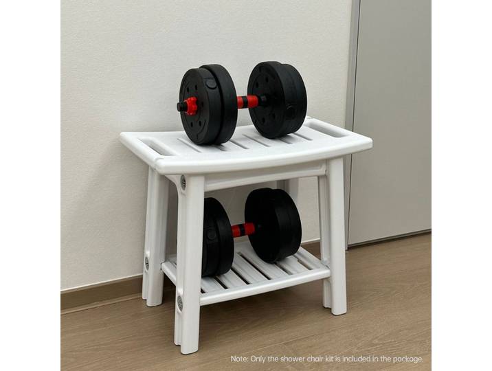 Bancs de douche HDPS, chaise de douche Durable, espaces de rangement à 2 niveaux et double poignées, tabouret étanche avec coussinets antidérapants