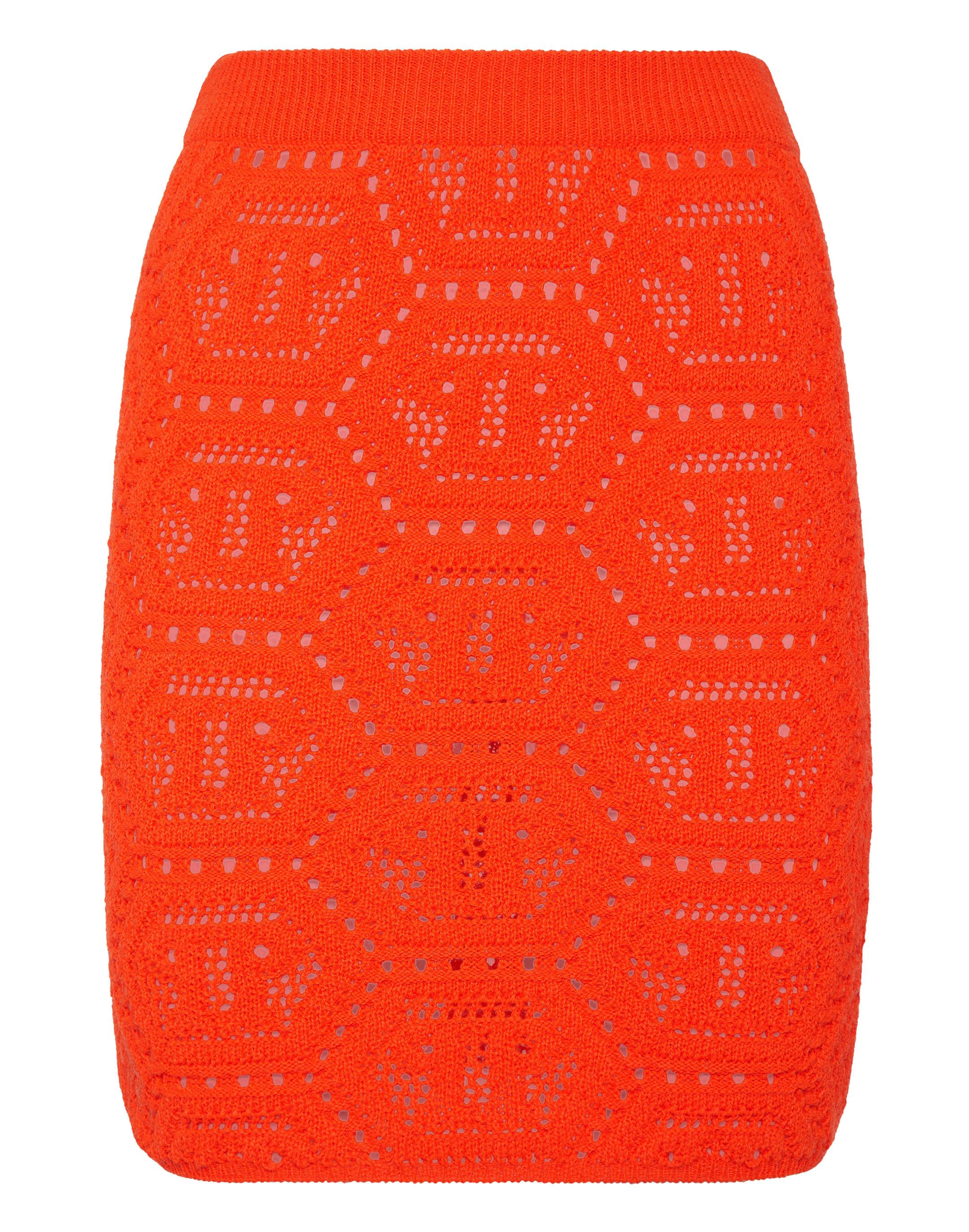 Philipp Plein Gestrickter Minirock Monogram - Orange